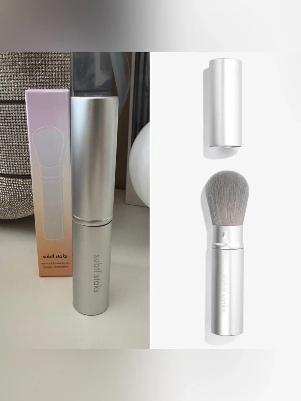 SUBTL Staks Stak Brush BFF Silver Retractable Stak Brush